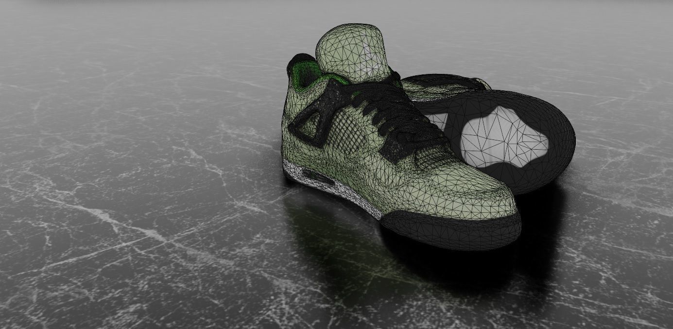 JORDAN 4 RETRO TRAVIS SCOTT 3D SHOES - GREEN Low-poly 3D model_12