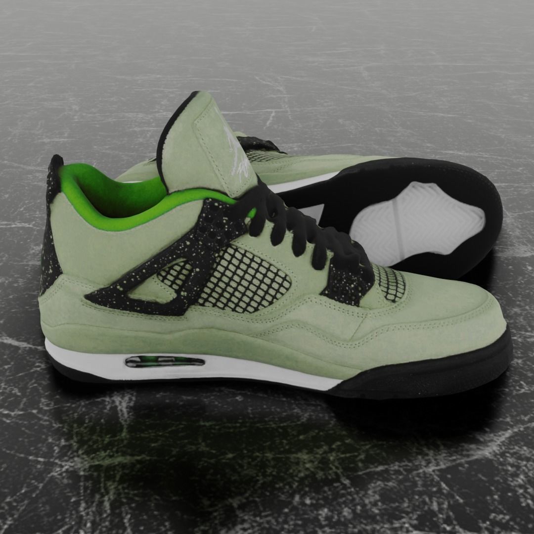 JORDAN 4 RETRO TRAVIS SCOTT 3D SHOES - GREEN Low-poly 3D model_3