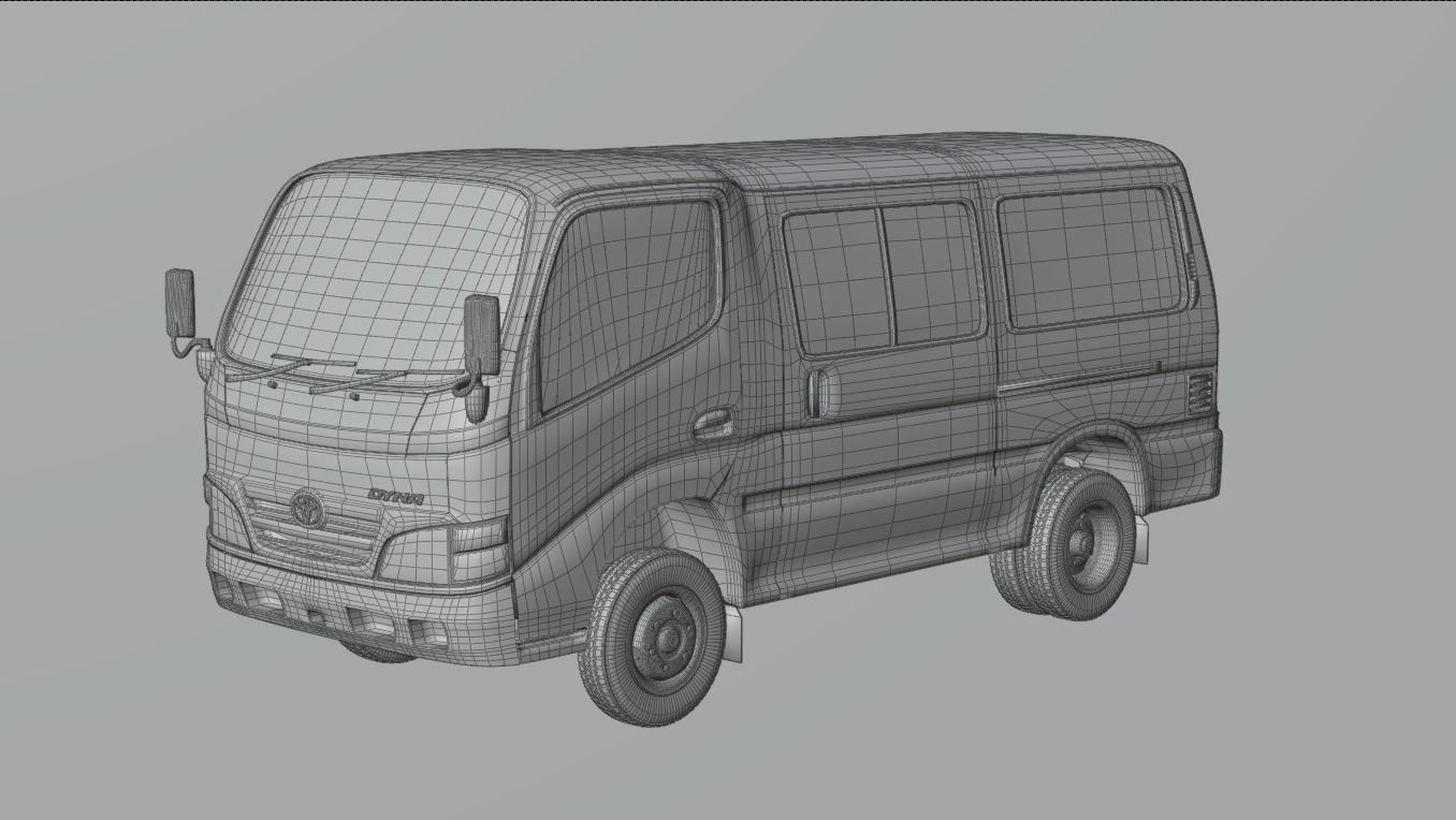 Toyota Dyna 1999 Minivan Low-poly 3D model_7