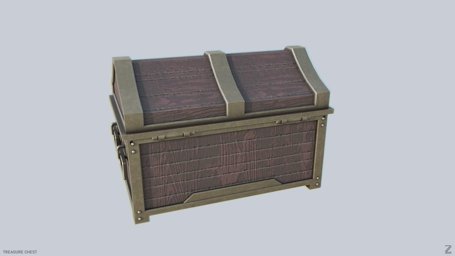 Treasure chest Low-poly 3D model_6