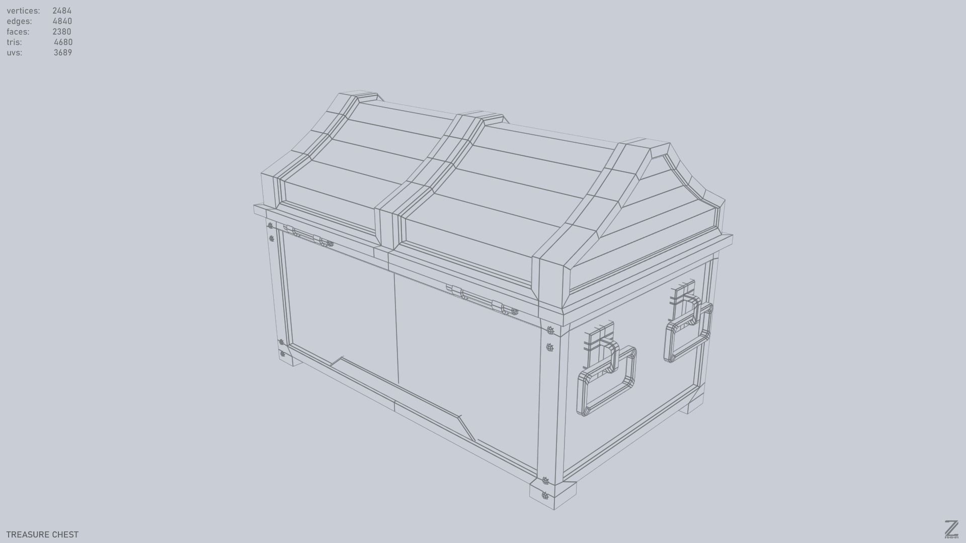 Treasure chest Low-poly 3D model_12