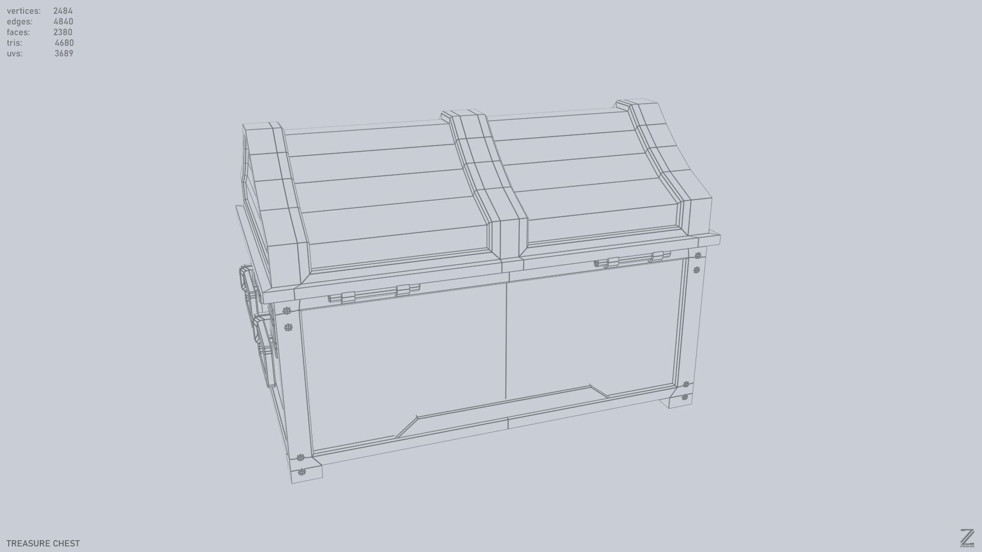 Treasure chest Low-poly 3D model_11