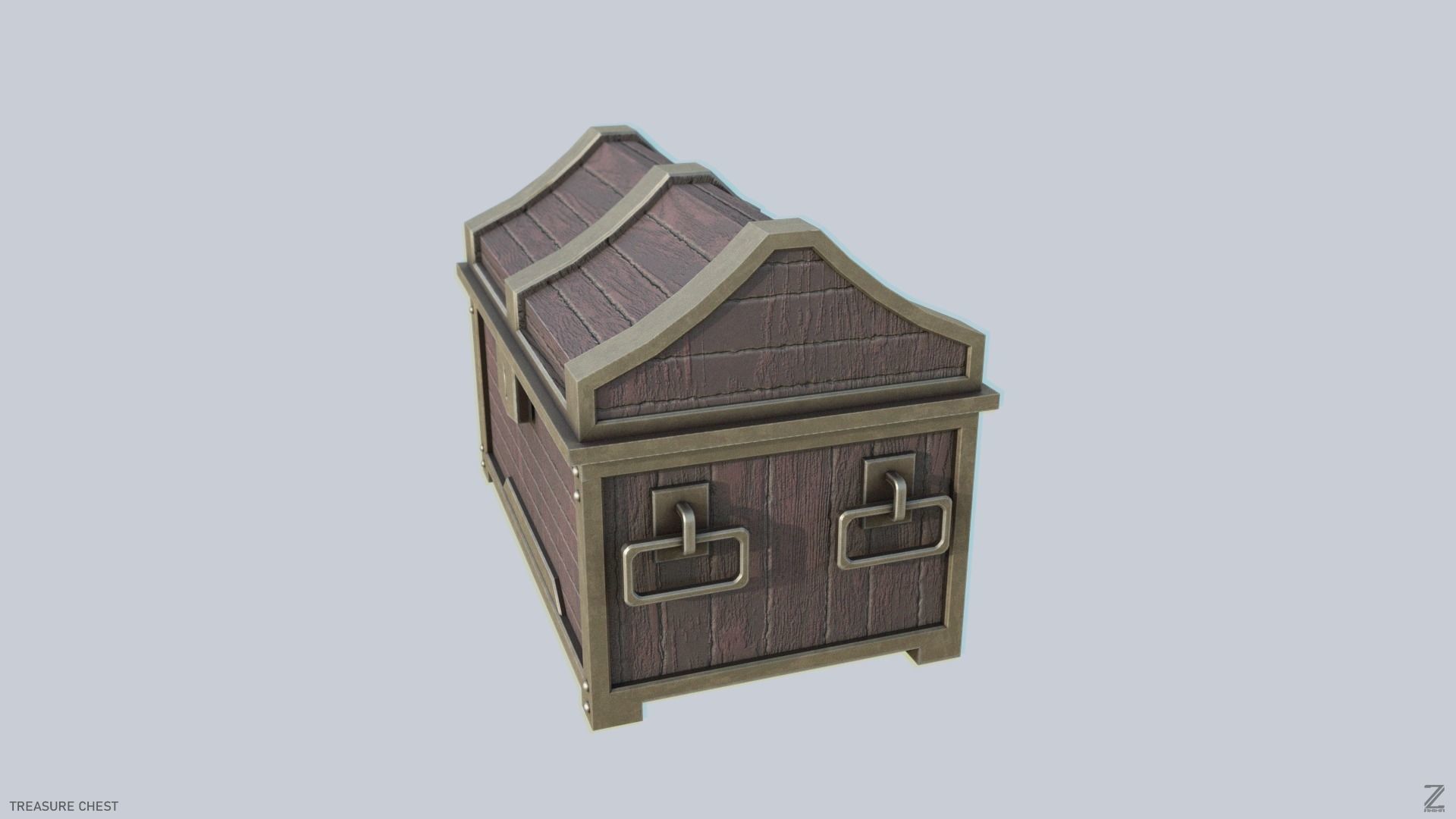 Treasure chest Low-poly 3D model_4