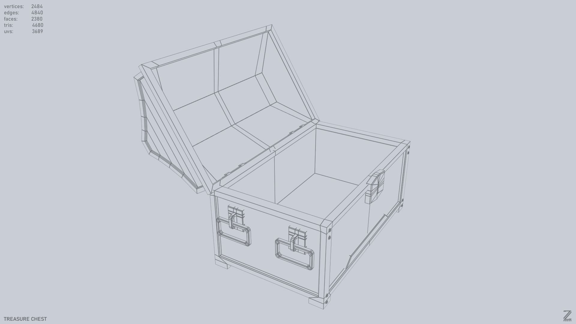 Treasure chest Low-poly 3D model_14