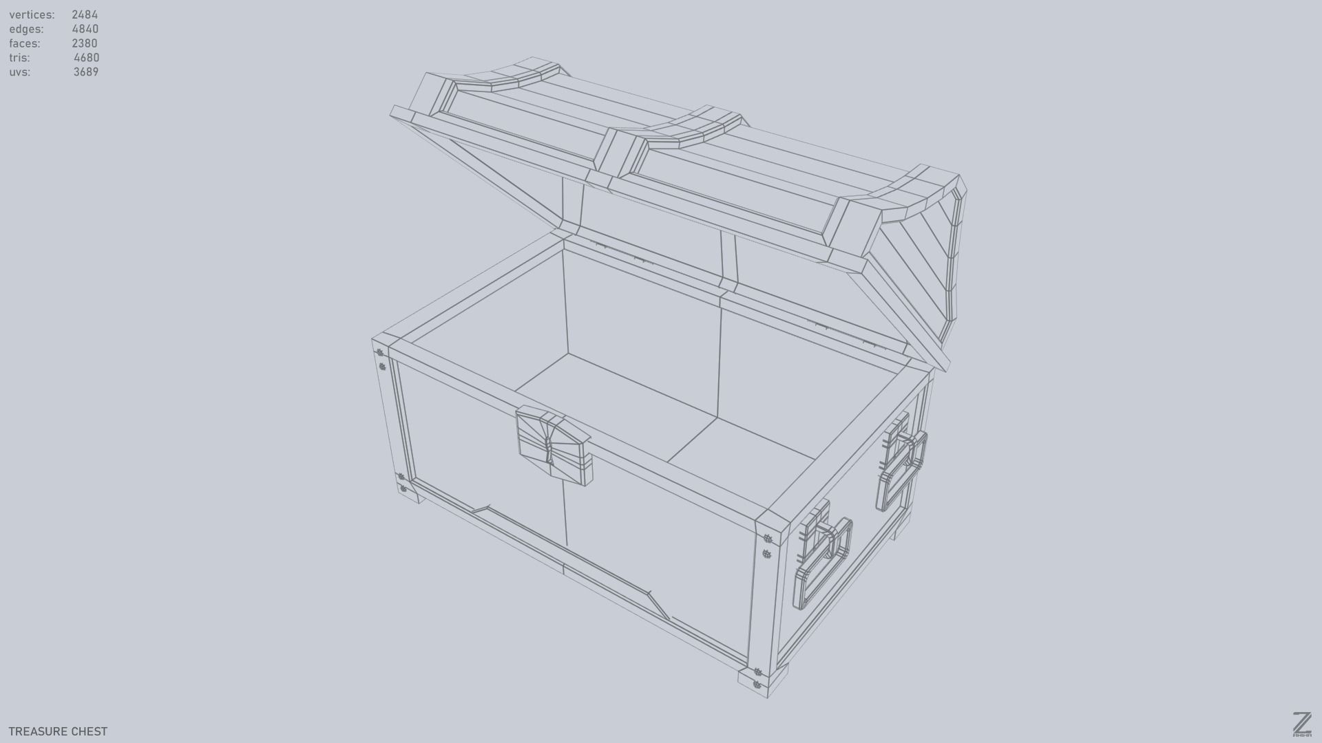 Treasure chest Low-poly 3D model_13