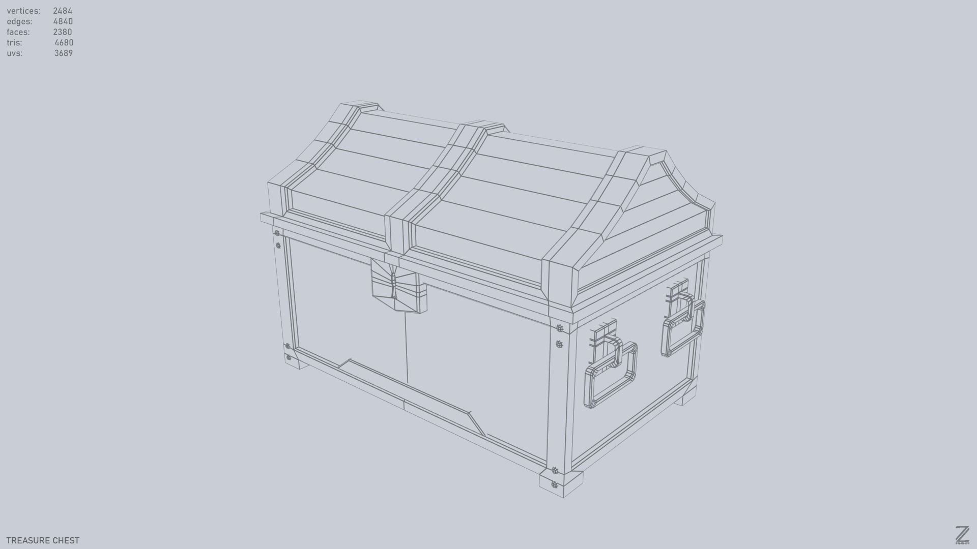Treasure chest Low-poly 3D model_3