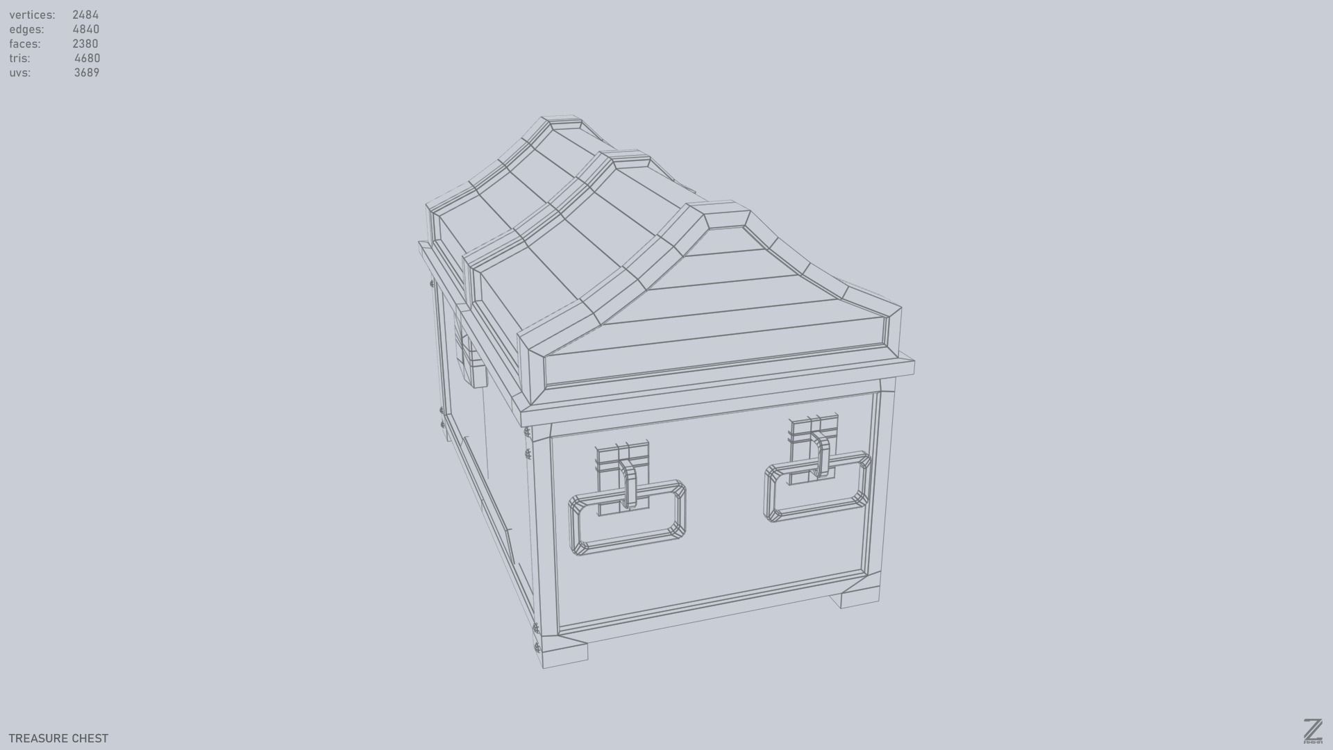 Treasure chest Low-poly 3D model_9