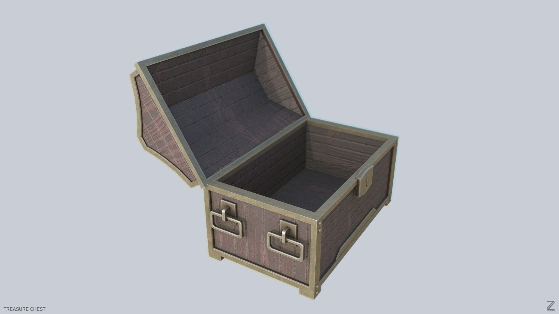 Treasure chest Low-poly 3D model_1