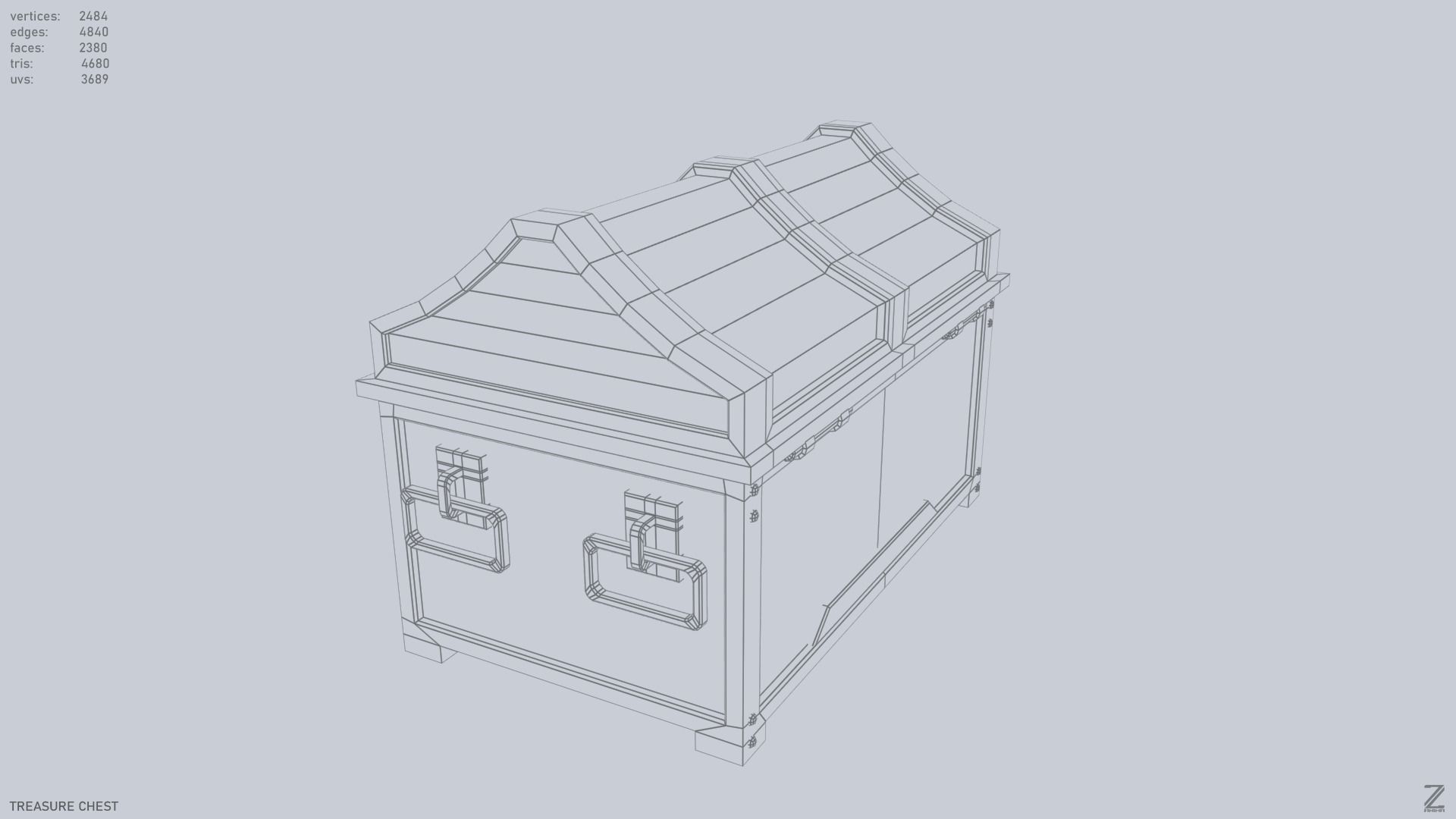 Treasure chest Low-poly 3D model_10