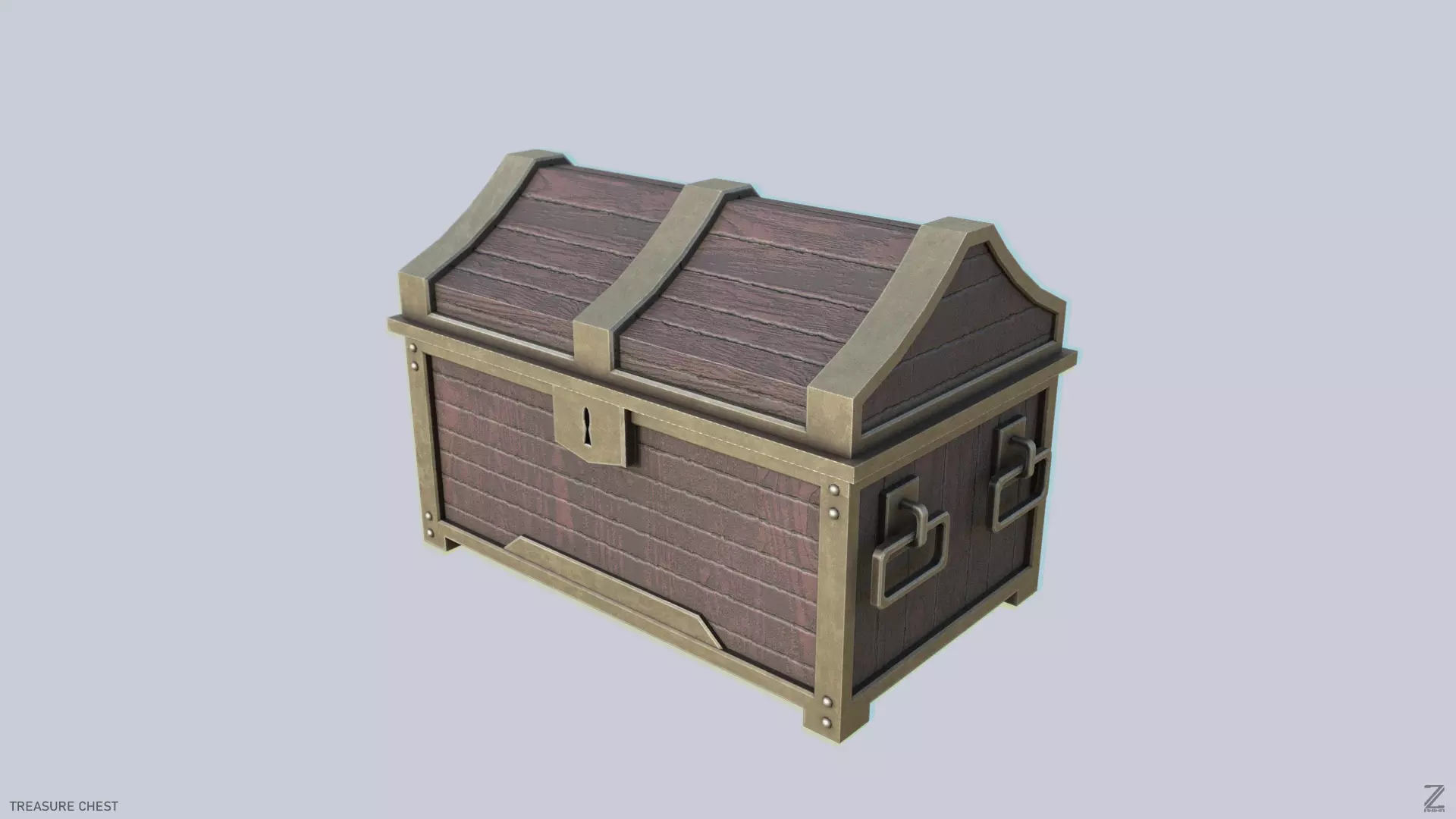 Treasure chest Low-poly 3D model_0