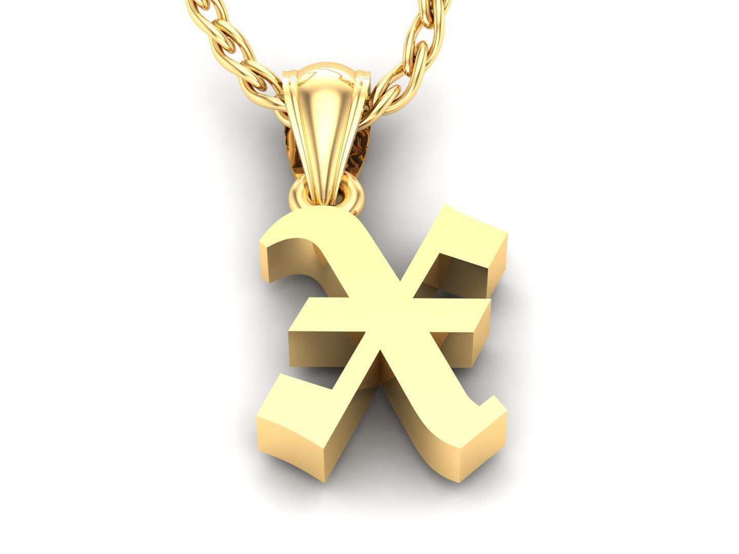 Letter X Pendant Version 6 3D print model_3