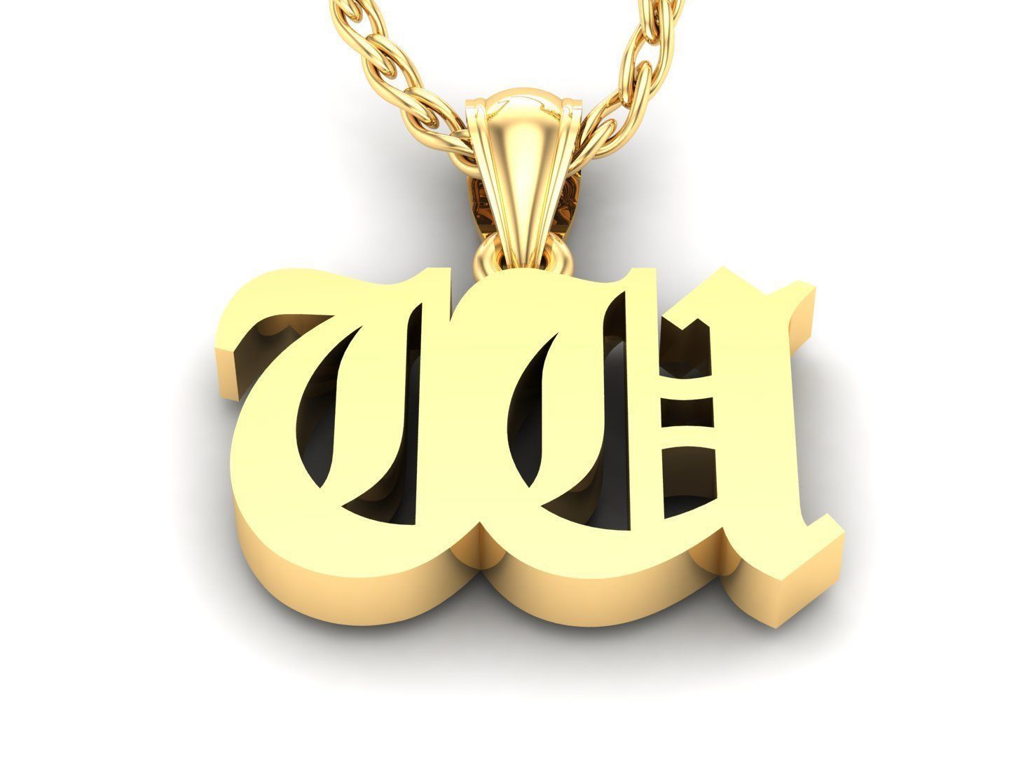 Letter W Pendant Version 6 3D print model_3
