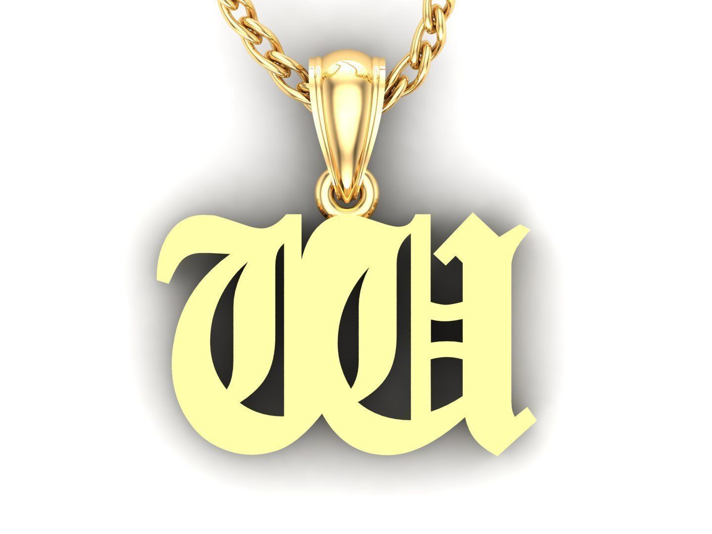 Letter W Pendant Version 6 3D print model_4