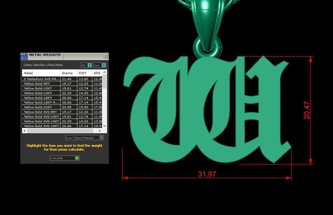 Letter W Pendant Version 6 3D print model_1