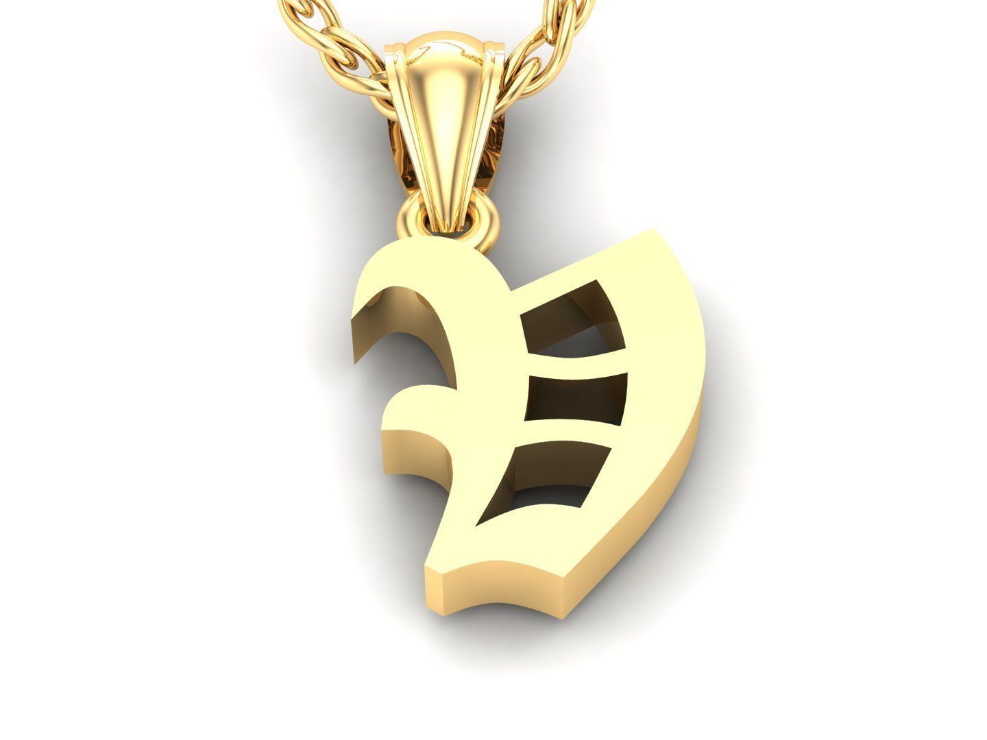 Letter V Pendant Version 6 3D print model_3