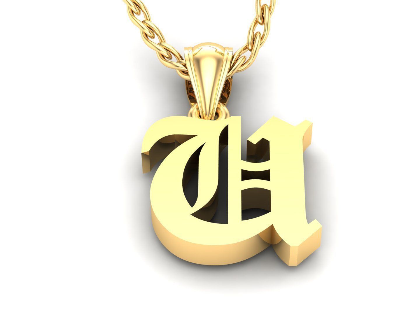 Letter U Pendant Version 6 3D print model_3