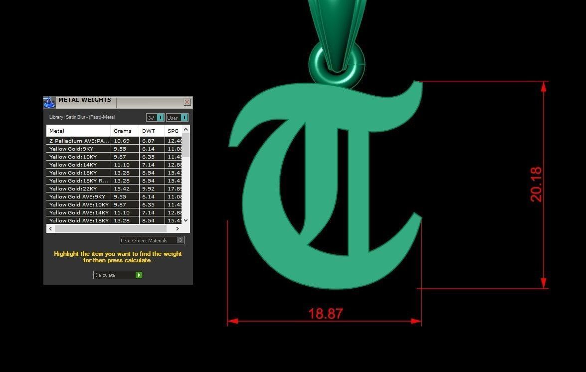Letter T Pendant Version 6 3D print model_1
