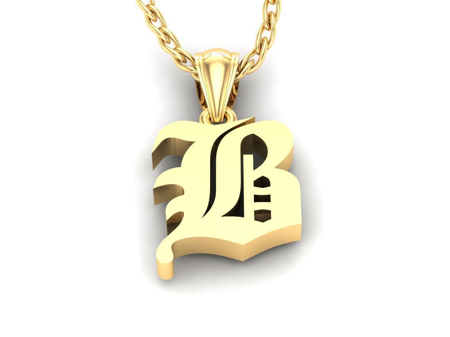 Letter B Pendant Version 6 3D print model_3