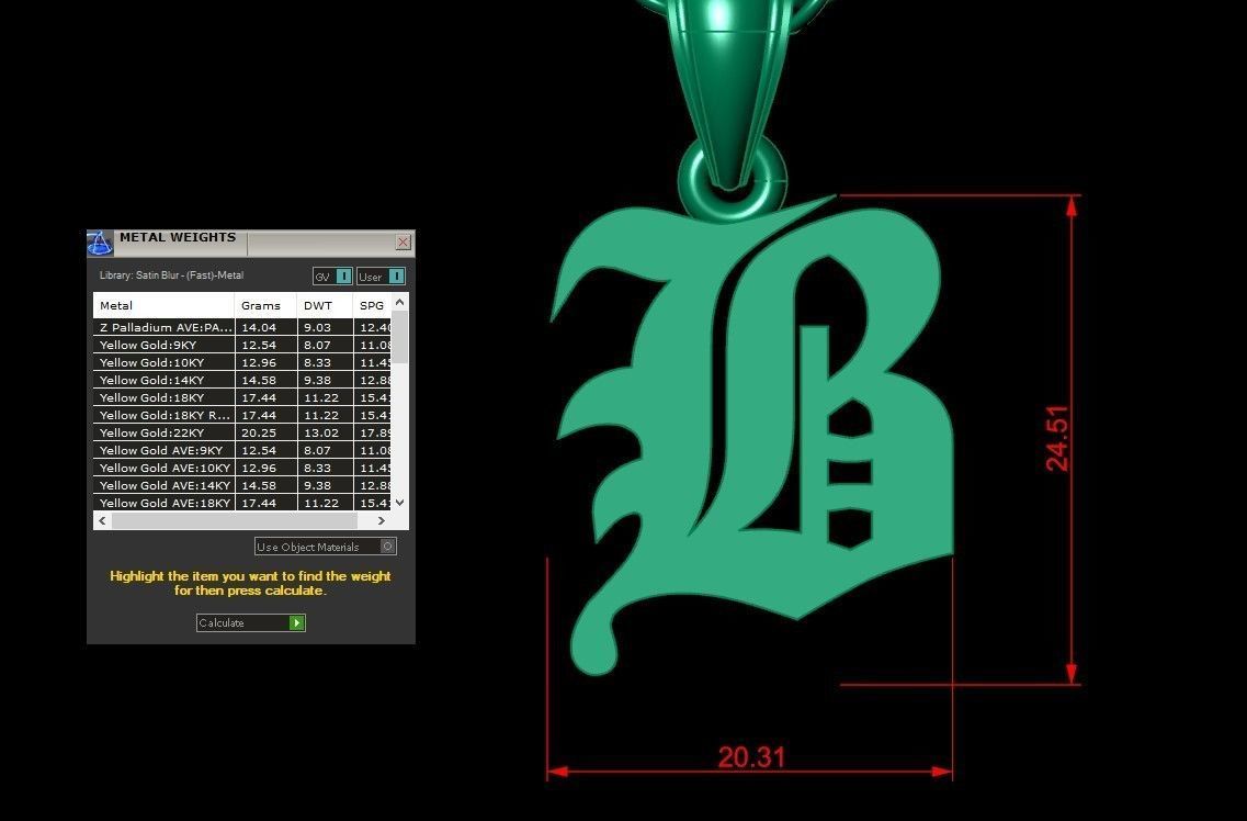 Letter B Pendant Version 6 3D print model_1