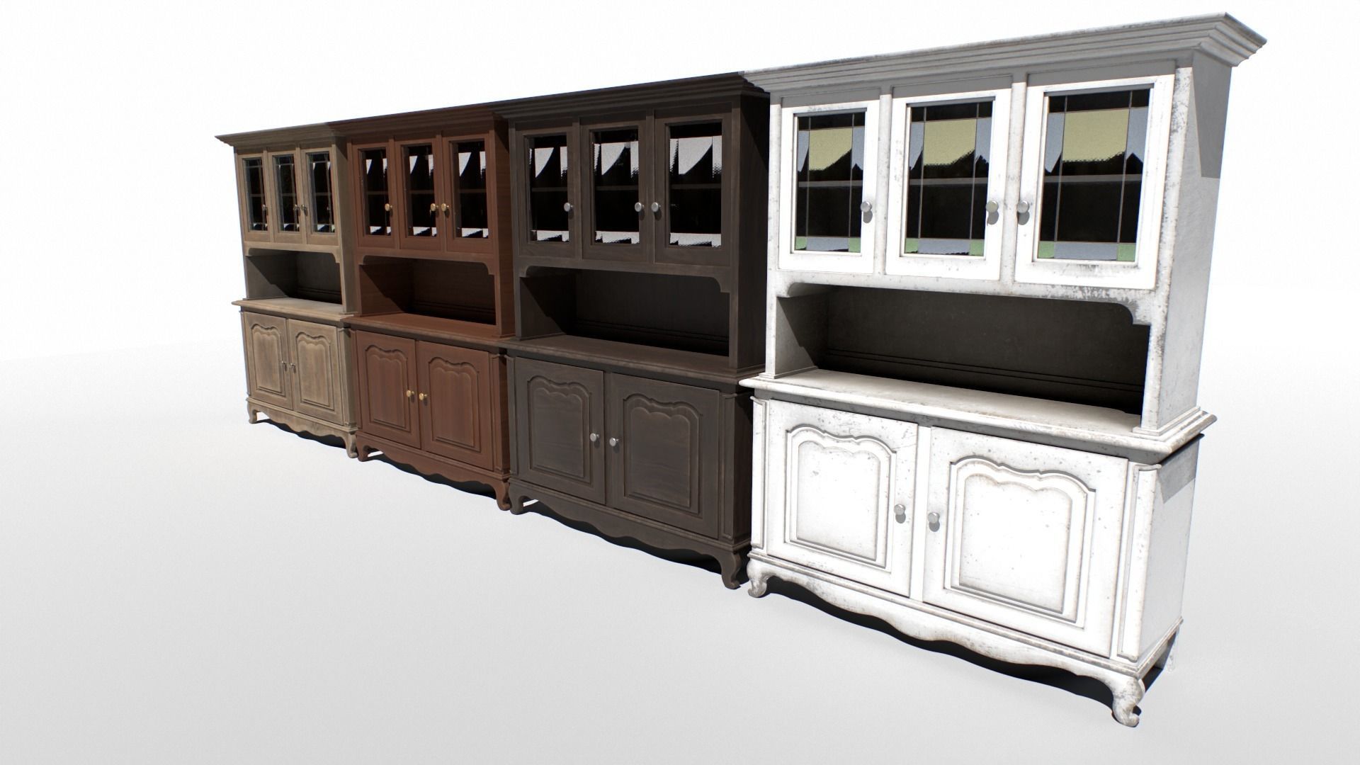 Old Cabinet set 1 Low-poly 3D model_3