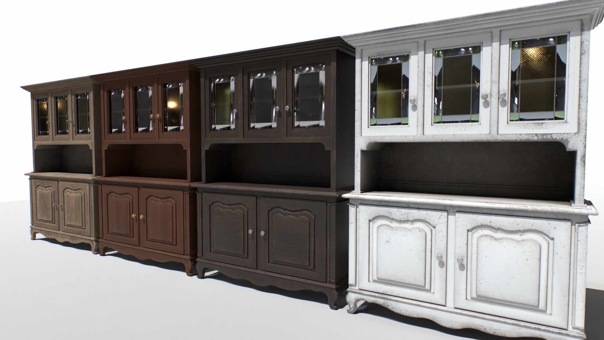 Old Cabinet set 1 Low-poly 3D model_1
