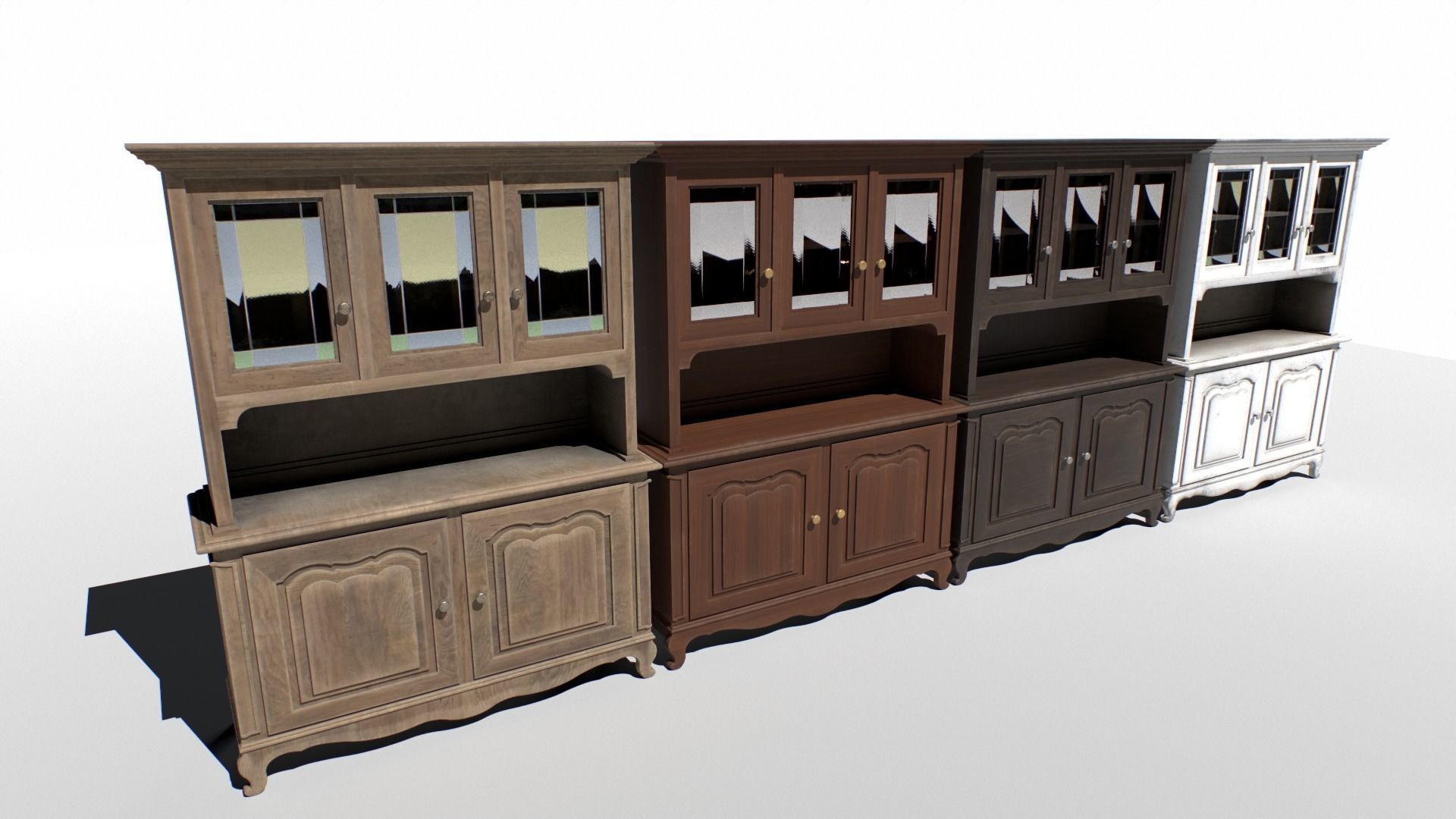 Old Cabinet set 1 Low-poly 3D model_2