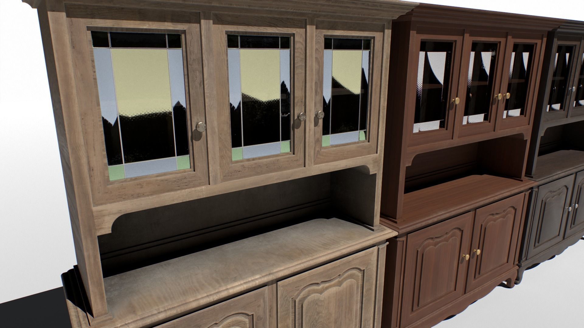Old Cabinet set 1 Low-poly 3D model_6