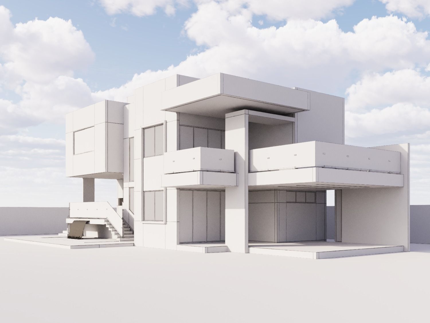 Modern House 3D model_1