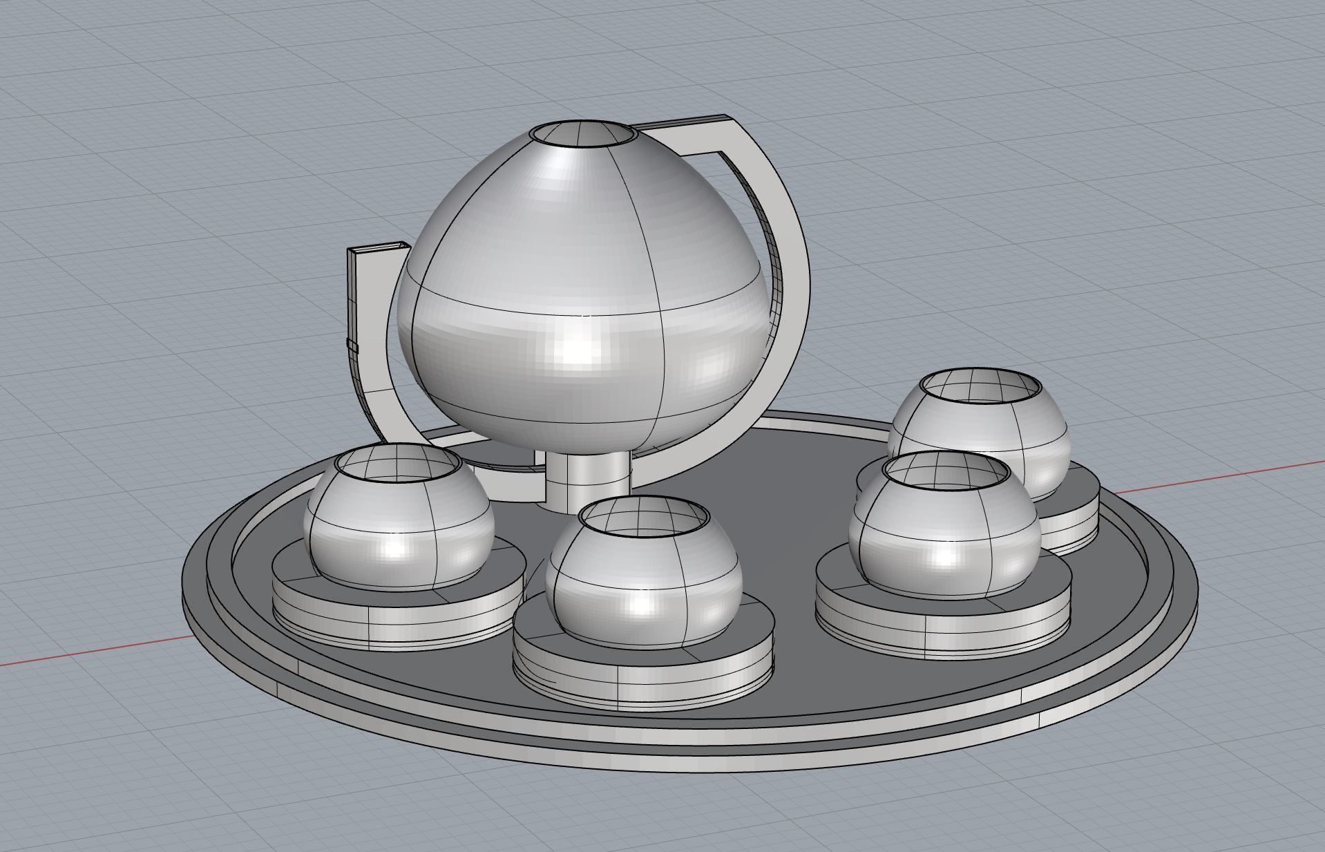 Elegant Tea Set Low-poly 3D model_2