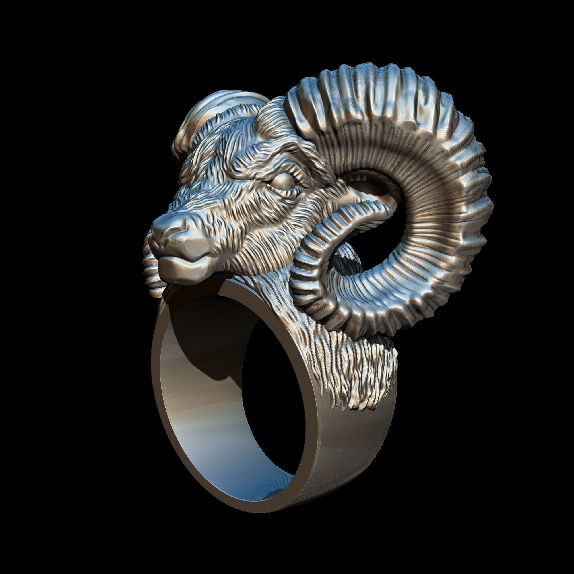Anillo cabra monte 3D print model_2