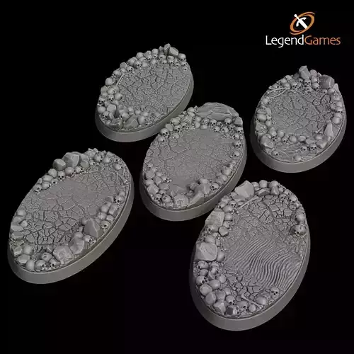 LegendGames Skull Bases - 75x42mm Oval x5 3D print model