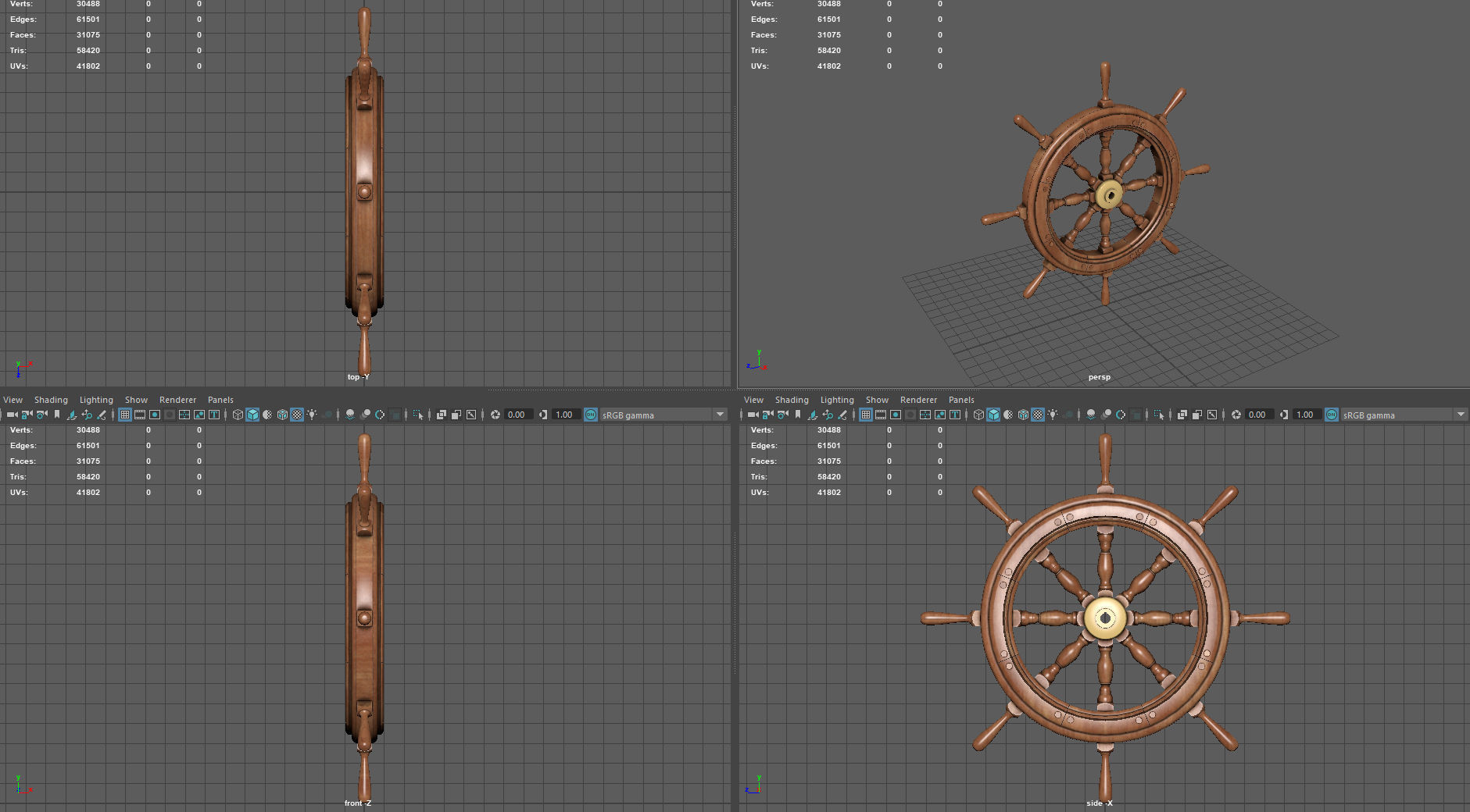 Ship Wheel 3D model_6