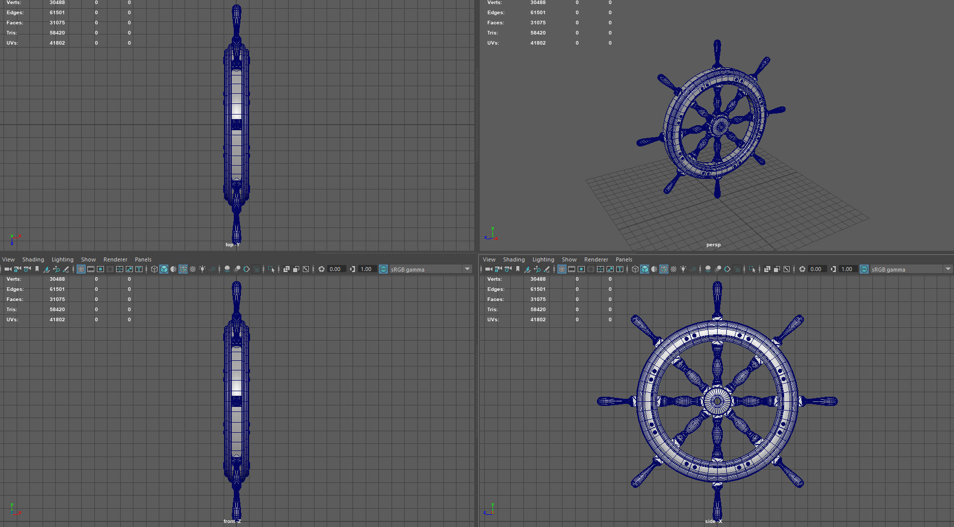 Ship Wheel 3D model_8