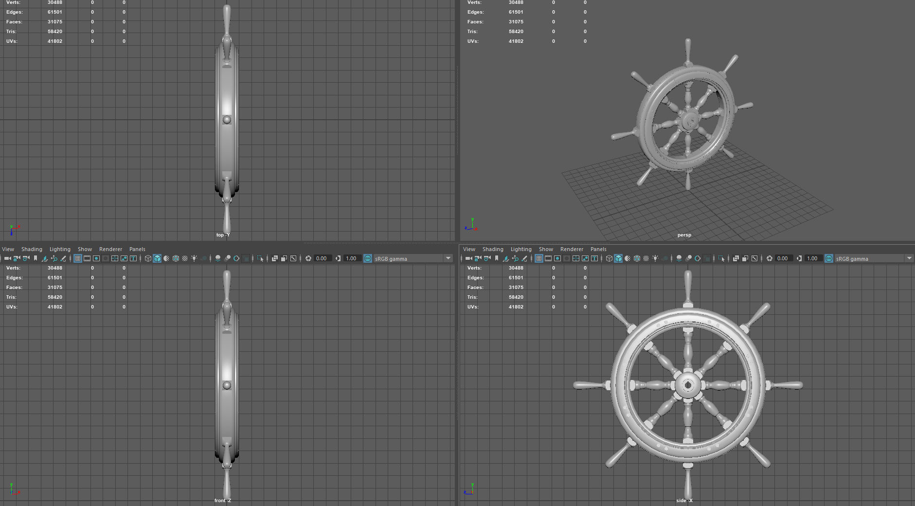 Ship Wheel 3D model_7