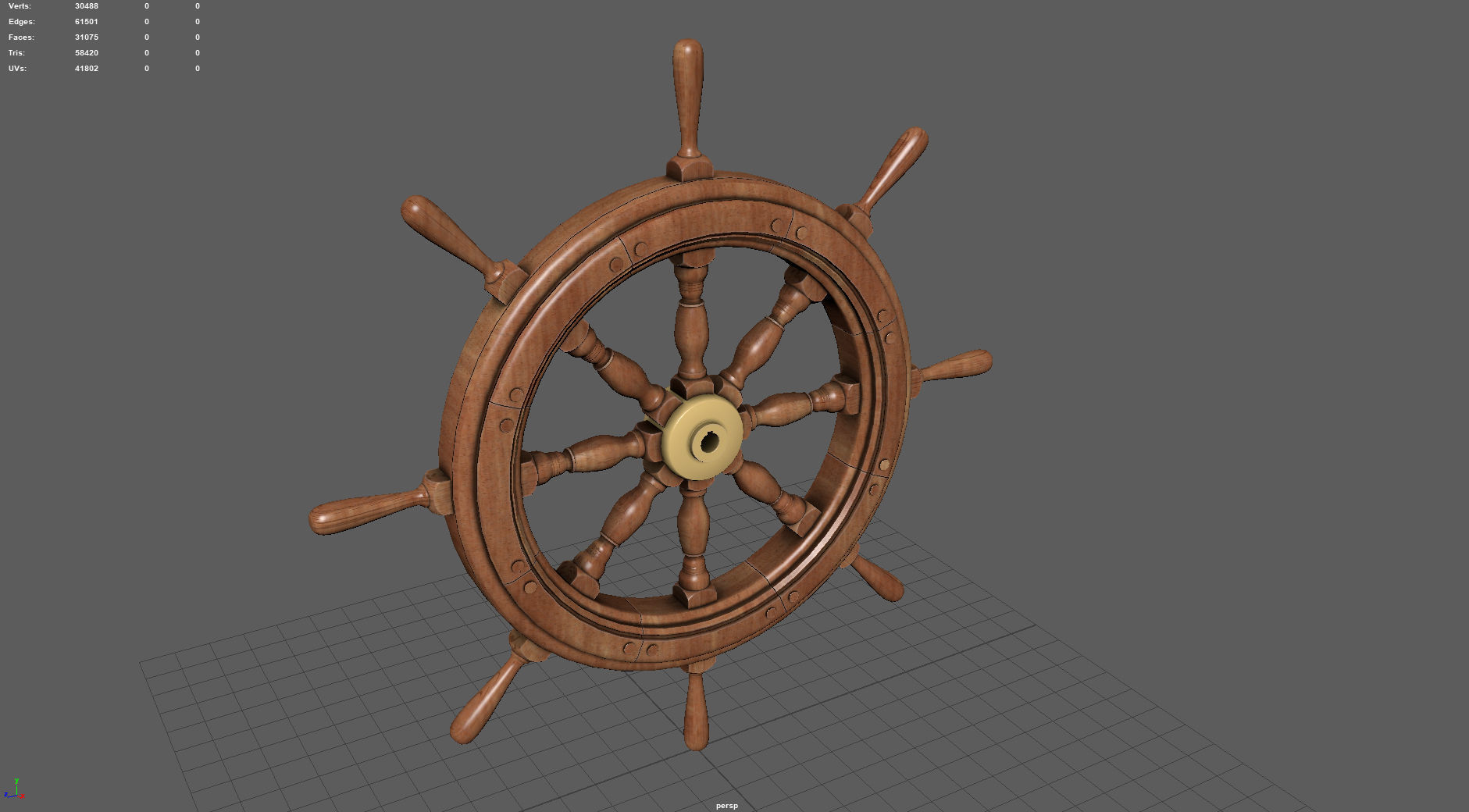 Ship Wheel 3D model_3