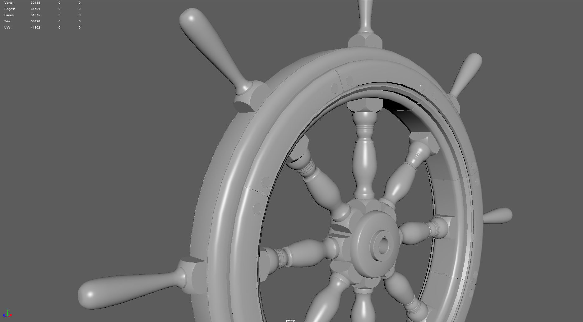 Ship Wheel 3D model_9