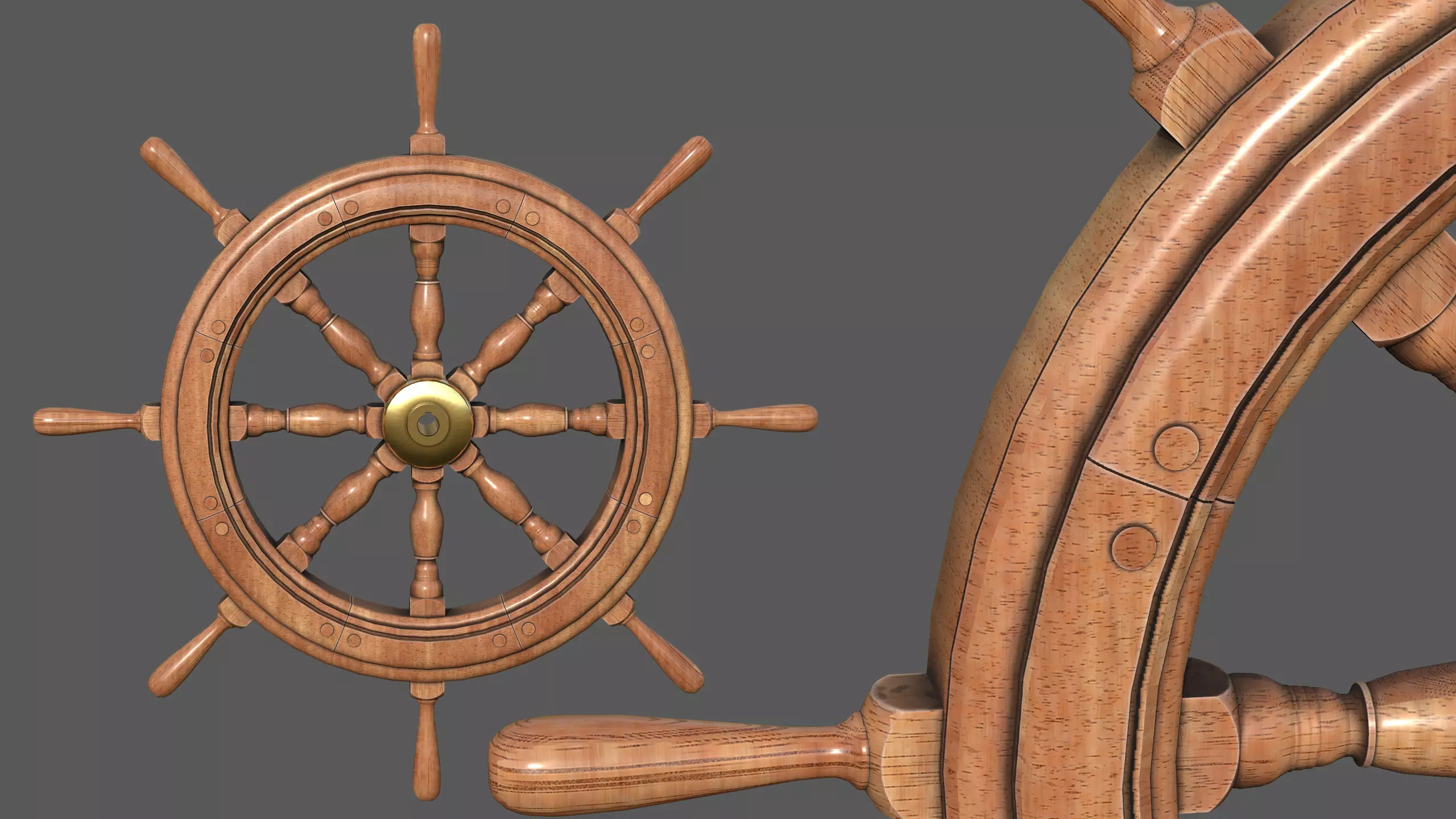 Ship Wheel 3D model_0