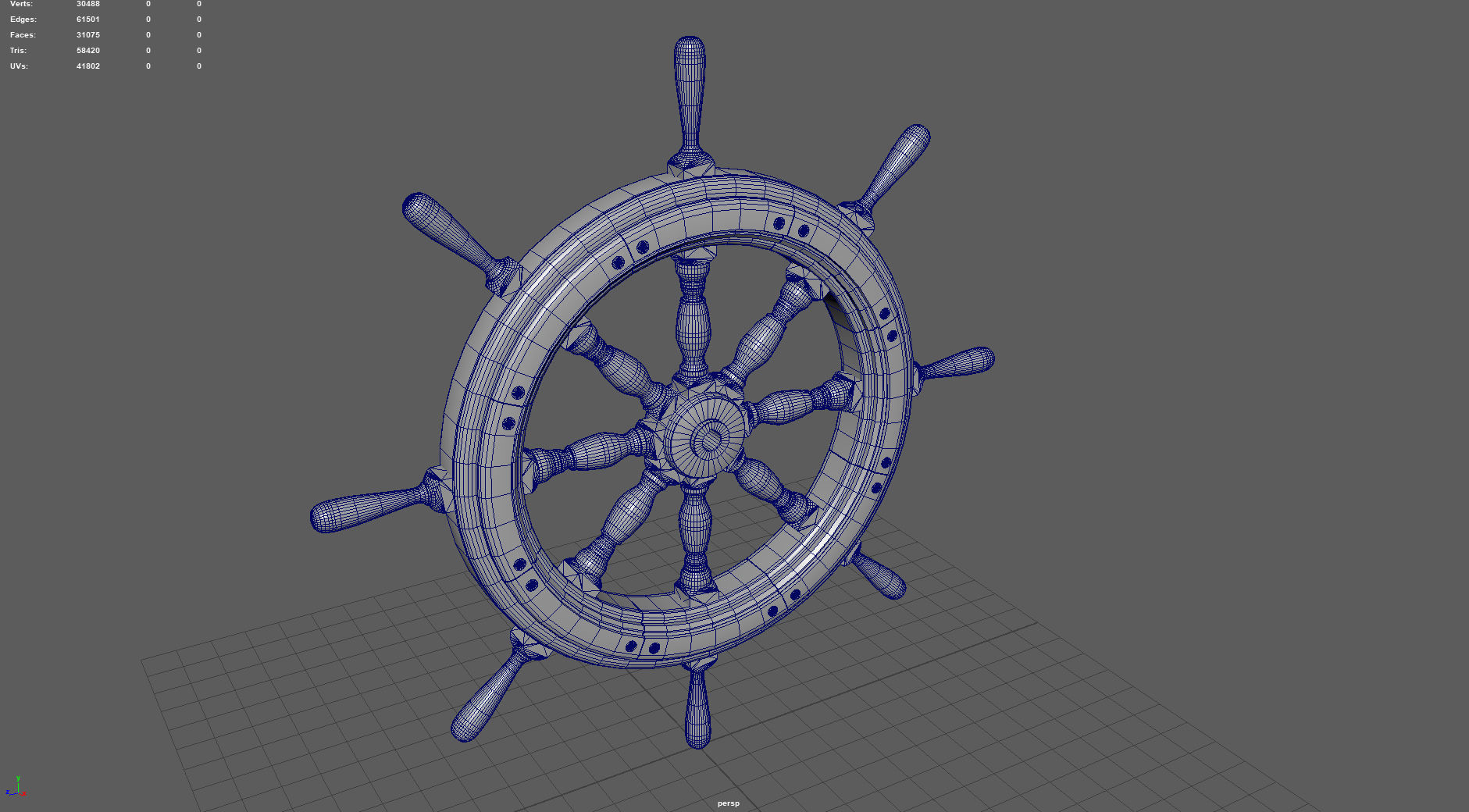 Ship Wheel 3D model_5
