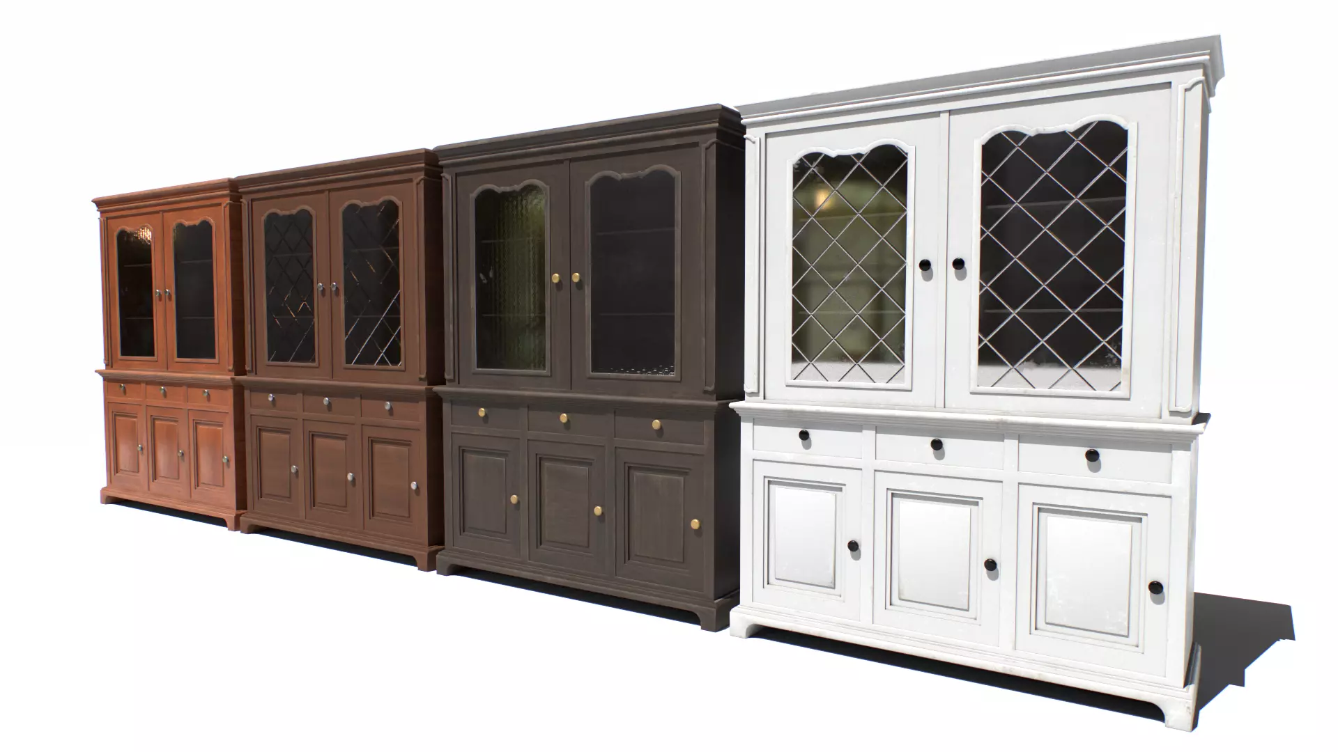 Old Cabinet set 2 Low-poly 3D model_0