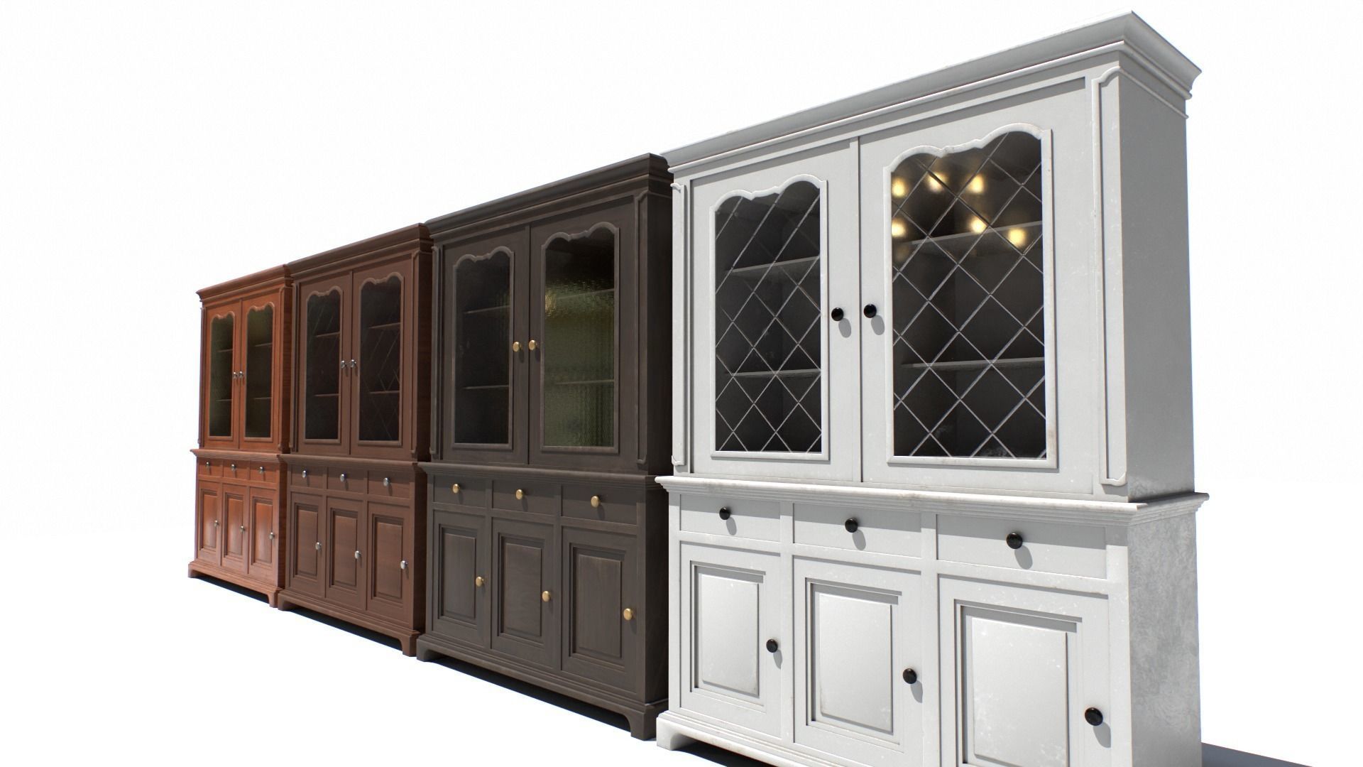 Old Cabinet set 2 Low-poly 3D model_5