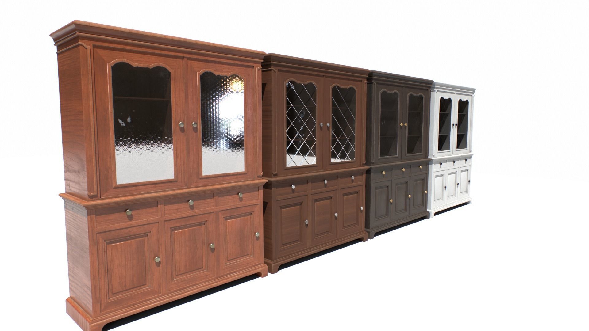 Old Cabinet set 2 Low-poly 3D model_1