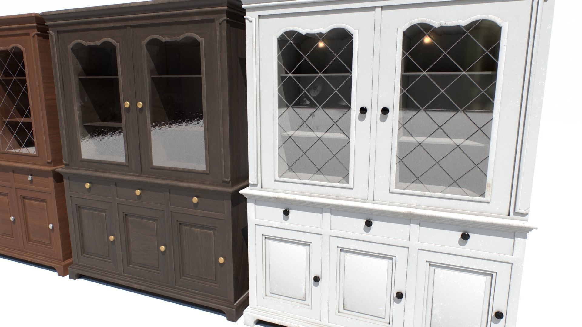 Old Cabinet set 2 Low-poly 3D model_3