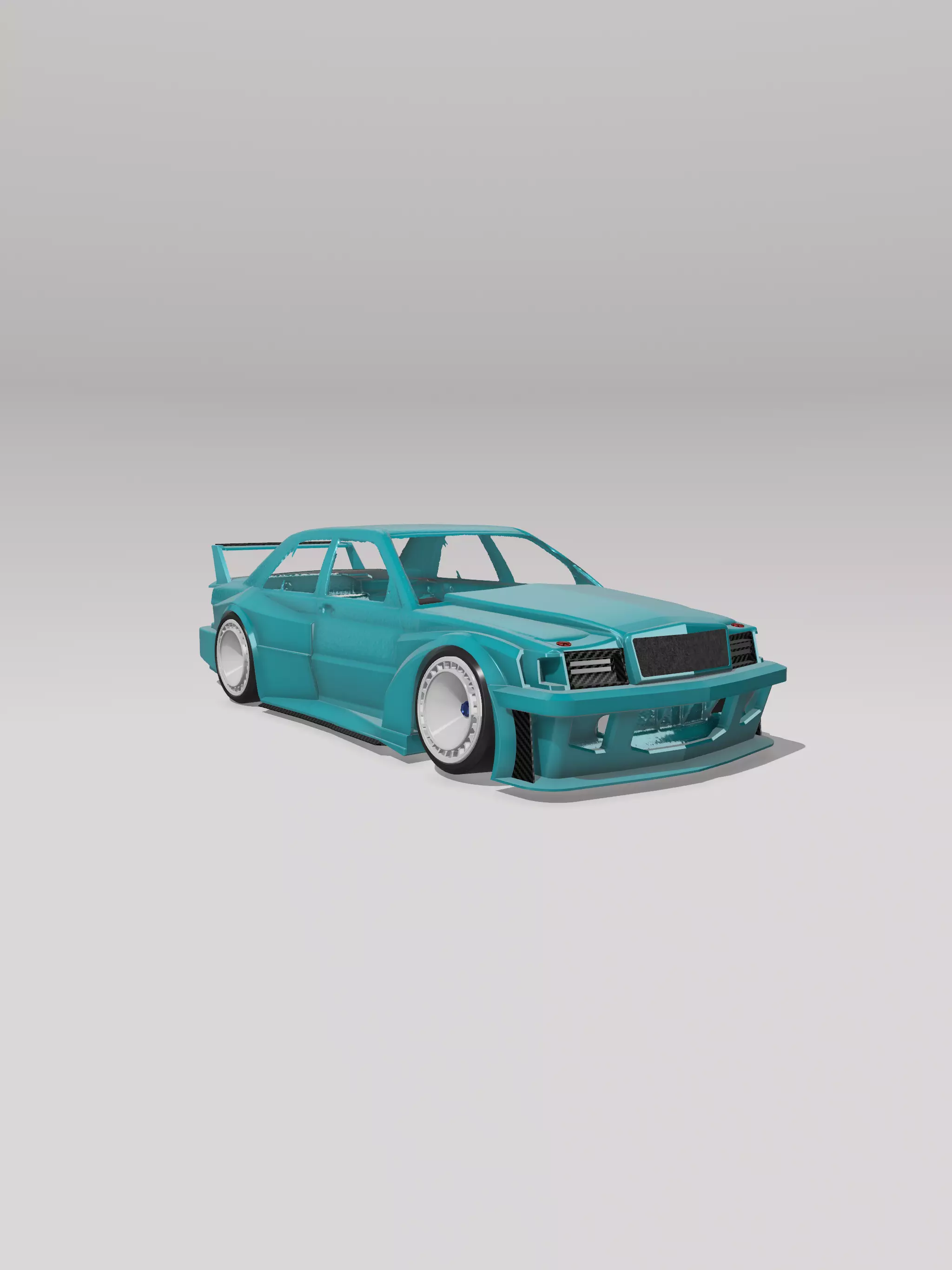 Mercedes 190e EVO2 KYZA Wide Body kit 2 versions 3D print model_1
