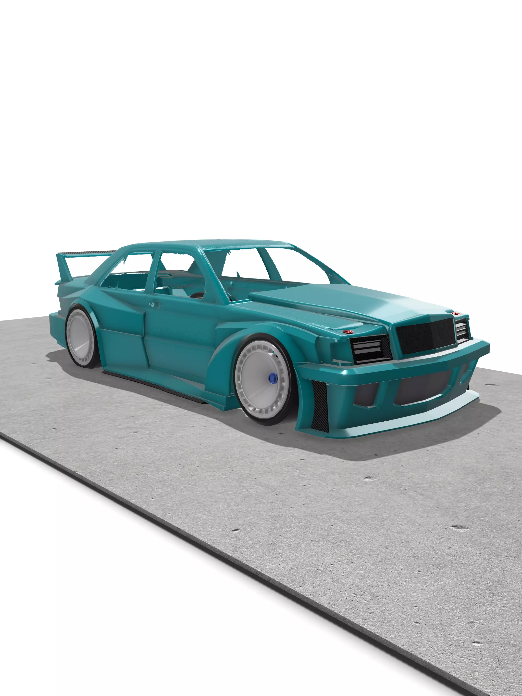 Mercedes 190e EVO2 KYZA Wide Body kit 2 versions 3D print model_33