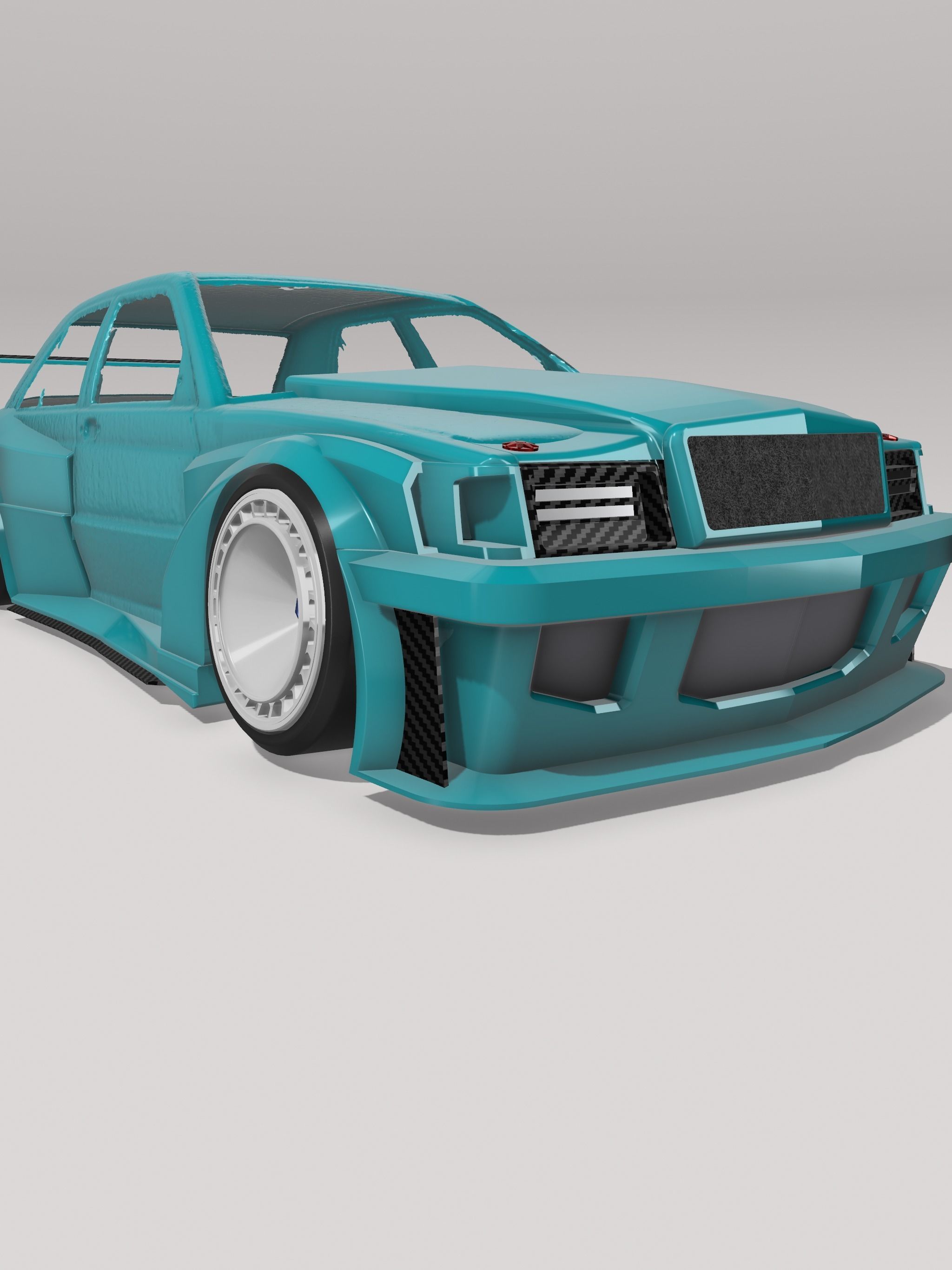 Mercedes 190e EVO2 KYZA Wide Body kit 2 versions 3D print model_4