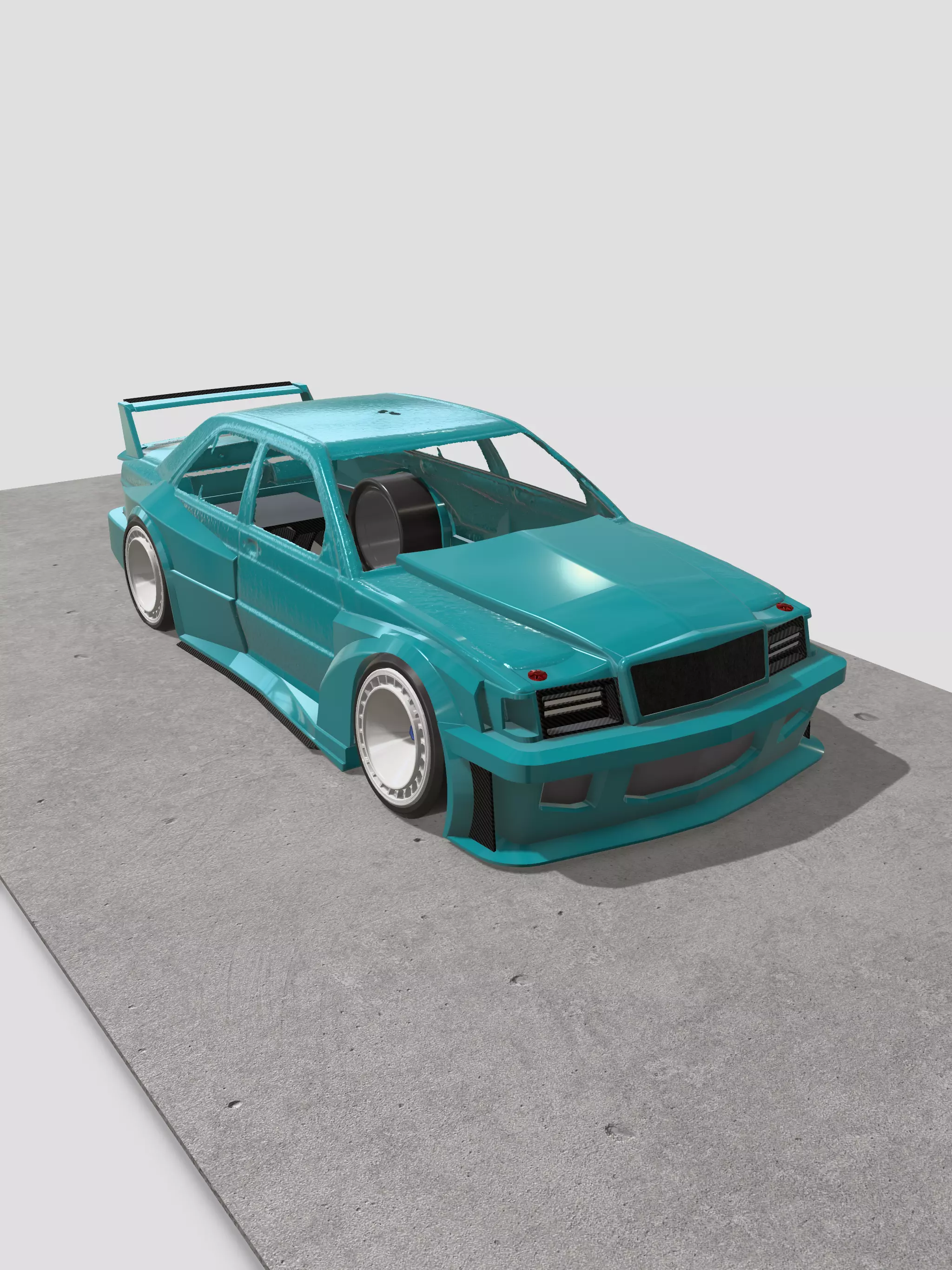 Mercedes 190e EVO2 KYZA Wide Body kit 2 versions 3D print model_32