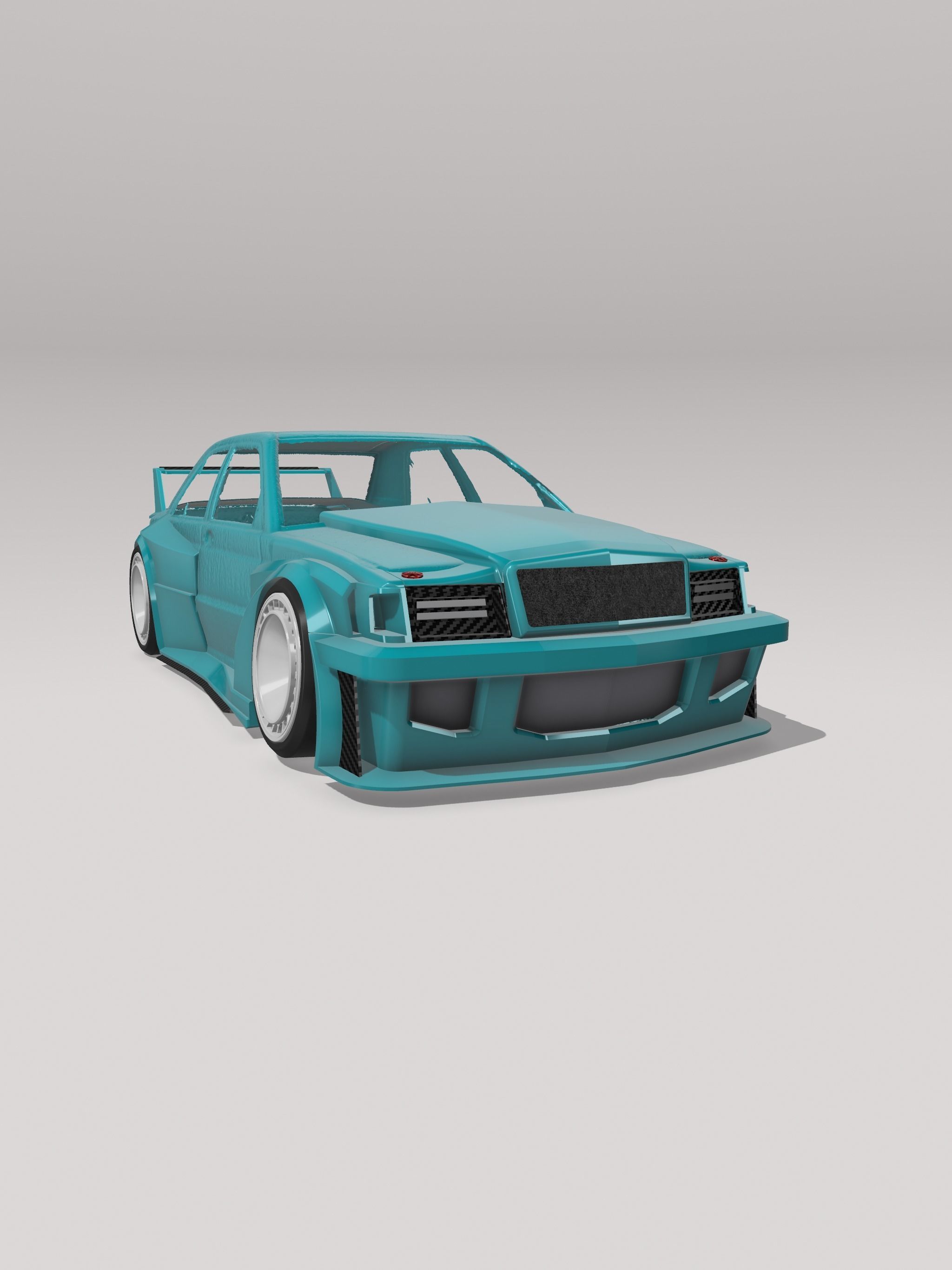Mercedes 190e EVO2 KYZA Wide Body kit 2 versions 3D print model_25