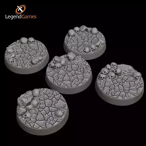 LegendGames Skull with cracked earth Bases - 25mm Round  x5 3D print model