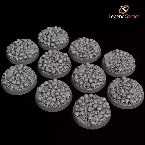 LegendGames Skull Bases - 32mm Round  x10 - phase 2 3D print model