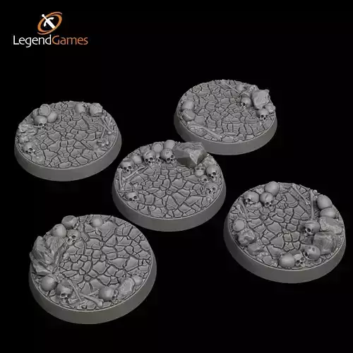 LegendGames Skull and cracked earth Bases - 32mm Round  x5 3D print model